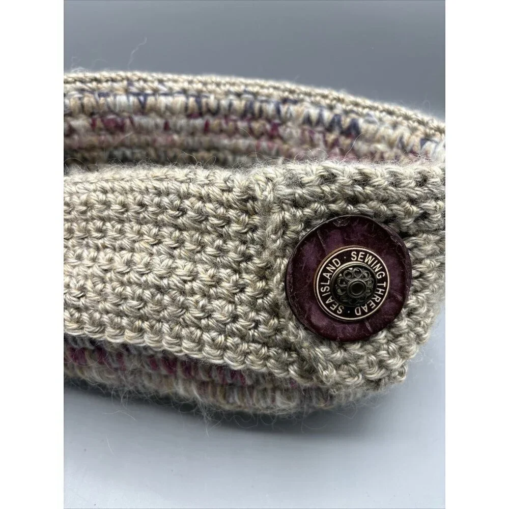 Handmade Rove Unspun‎ Wool Basket Crochet Multicolor Storage Decor 10.5 x6